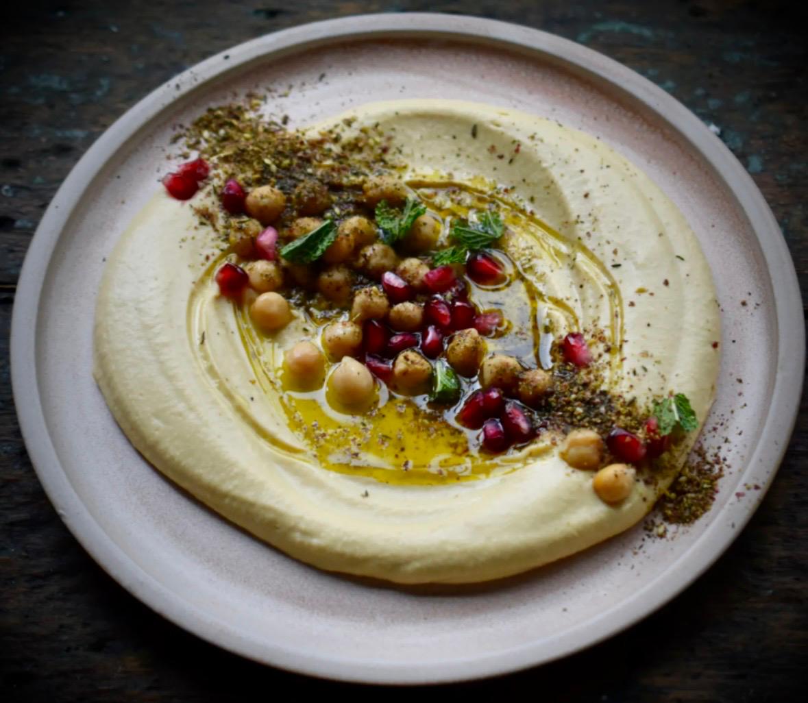 Hummus pomegranate za'atar inflight catering LGTS Thessaloniki